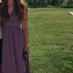 Dark Liliac maxi dress with tiered skirt detail